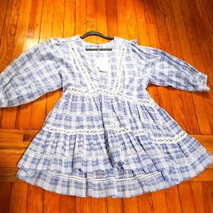 Free People Blue/White Chambray Top.